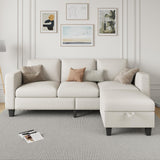 Couches for Living Room - Sectional Sofa L Shaped Cloud Couch-Small Modular 3 Seat-Comfy Linen with Storage Deep Seat Sofa,Washable Covers-Suitable for Living Room-Apartment-Office-Bedroom-Beige Clotius