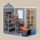 Gizoon 6x4 FT Outdoor Storage Shed with Floor, Resin Garden Tool Shed with Lockable Doors, Window, Vents, Reinforced Steel Frame, Waterproof Plastic Storage Sheds for Backyard, Patio, Lawn Gizoon