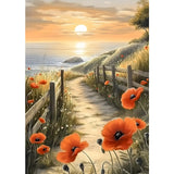 MXJSUA Sea Sunrise 5D Diamond Painting Kits for Adults, Scenery Diamond Art Kits for Beginner, DIY Full Round Drill Diamond Dots Gem Art Kits for Home Wall Decor 12x16 Inch MXJSUA