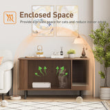 Cat Litter Box Enclosure with Cat Scratch Pad, Sliding Door, 37.4" Litter Box Enclosure Furniture Hidden Litter Box, Modern Indoor Cat House, TV Stand, Side End Table for Living Room, Walnut Halitaa