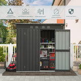 Domi Outdoor Storage Shed 5' x 3’, Metal Garden Shed with Galvanized Steel Frame for Bike, Tools, Lawn Mowers, Pool Toys, Outdoor Storage Cabinet with Lockable Door for Garden Lawn Patio (Dark Grey) domi outdoor living