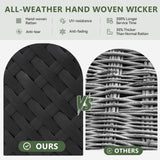 Aoxun 12 Piece Patio Furniture Set with 44” Fire Pit Table Wicker Rattan Patio Sectional Sofa Set Outdoor Seating Furniture with Thickened Cushion, Navy Blue Aoxun