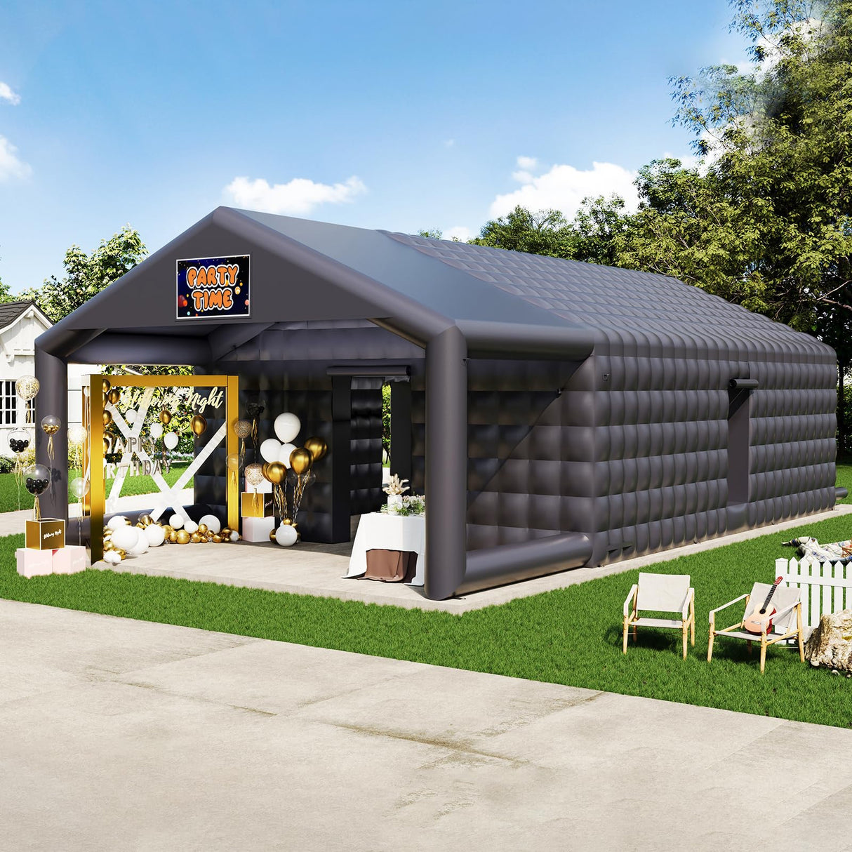 SPECRAFT 39x20x14 FT Large Inflatable Nightclub with Additional Gazebo, 2 Sides Escape Doors Inflatable Tent for Parties, Party Tent for Birthday Party/Outdoor Events SPECRAFT