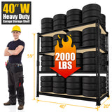 PrimeZone 40" W x 20" D x 59" H Heavy Duty Storage Shelves, 4 Tier Adjustable Garage Shelving Unit, Metal Organizer Shelf Utility Rack for Warehouse Pantry Closet Kitchen, Black, 2 Pack PrimeZone