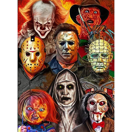 NEGEKFKX Halloween Paint by Numbers Kit for Adults Beginner,Horror Easy Adult Paint by Number Kits on Canvas DIY Painting for Beginners Art by Numbers for Home Wall Decor 16x12 Inch NEGEKFKX