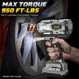 Cordless Impact Wrench 1/2 inch for DeWalt 20v Battery, Impact Wrench 900Ft-lbs(1200N.m) High Torque Brushless Electric Impact Gun, Power Impact Driver with 4-Mode Speed, LED Work Light(no battery) DIYtoolifz