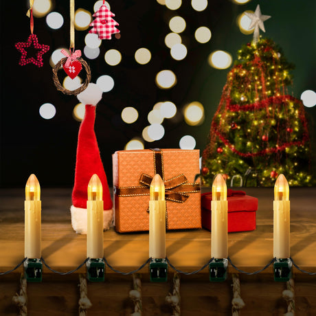 50 Pcs Christmas Flameless Candles Lights, 2024 New Candle Lights with 3 Color & 11 Mode Remote Control, 3D Flickering LED Candle String Lights for Christmas Trees, Fireplaces, Church, Wedding Selarlyt