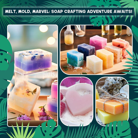 EDSRDRUS Soap Making Kit for Adults & Kids - Soap Making Supplies with 2lbs Glycerin Soap Base, Silicone Molds, Dried Petals, Fragrance Oils, Pigments & More - Fun, Easy, Creative DIY Craft Kits EDSRDRUS
