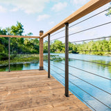 Deck Man 2 Pack Stainless Steel Pre-drilled Intermediate Post/Studdle Pickets for 1/8" Deck Cable Railing, Level Cable Railing Fittings (2, Black, 36 inch) Deck Man