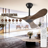 QWO 36" Outdoor Ceiling Fan No Light,Solid Wood Small Bedroom Ceiling Fans Without Lights, Outdoor Ceiling Fans For Patios, Porch and Living room,High Cfm DC 3 Blade Modern Ceiling Fan With Remote QWO