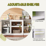 WLIVE Retro TV Stand for 65 inch TV, TV Console Cabinet with Storage, Open Shelves Entertainment Center for Living Room and Bedroom, White WLIVE