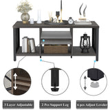 FATORRI Rustic Coffee Table for Living Room, Farmhouse Dark Wood Center Table, Industrial Rectangle Cocktail Tea Tables (Walnut Brown) FATORRI