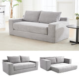 70.87" Cloud Loveseat Sofa, Boneless Corduroy Loveseat Couches, Sofa in a Box, 2 Seater Deep Seat Couch with Convertible Sofa Bed for Apartment, Office, Living Room, No Assembly Required (Light Grey) atosela