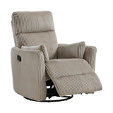 Lexicon Modern Swivel Glider Recliner Chair, Nursery Glider, Corduroy Fabric Upholstery Recliner with 2 Lumbar Pillows, Manual Reclining Sofa Chair for Living Room/Office/Apartment, Taupe Lexicon
