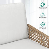 YITAHOME Patio Loveseat Wicker Outdoor Furniture, All Weather Rattan Conversation Loveseat for Backyard, Balcony and Deck with Soft Cushions, Light Brown+Beige YITAHOME