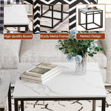 VILAWLENCE Coffee Table Set of 2, Modern Black Wooden Side Table, Metal Frame Square End Table, Center Tables,Nesting Coffee Table for Living Room,Bedroom and Small Spaces VILAWLENCE