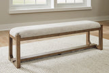 Signature Design by Ashley Cabalynn Farmhouse Upholstered 63" Dining Bench, Beige & Light Brown Signature Design by Ashley