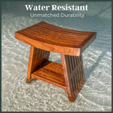 Curved & Durable Teak Shower Bench That Doubles As Teak Shower Stool & Teak Shower Seat. A Great Shower Chair for Inside Shower - Fully Assembled - 18inches - Mikha The Teaky Hut