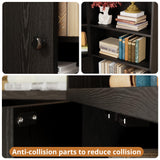 IRONCK Corner Bookshelf and Bookcase with 2 Storage Cabinets and 7 Tier Shelves, 71" Height Storage Shelves Corner Combination, Black IRONCK