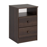 Prepac Astrid Simplistic Nightstand Side Table with 2 Drawers and Open Shelf, Functional Bedside Table 15.5" D x 16" W x 24.5" H, Espresso, EDNH-0402-1 Prepac