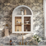 NEWOWNDS Arched Wall Cabinet,Glass Display Wall Mounted Cabinet with Tempered Glass Doors, Floating Cabinet with Adjustable Shelves for Bathroom,Living Room, Kitchen NEWOWNDS