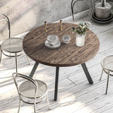 SIMTONAL Round Wood Dining Table for 4-6, 47" Mid Century Modern Kitchen Table (Only Table), Brown SIMTONAL