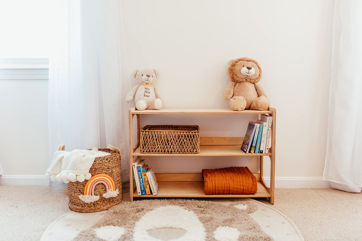 WOOD&ROOM Montessori-inspired Toy and Book Organizer for Kids Room Shelf Home | Sturdy and Safe Bookcase for Toys and Books (Shelf 3) WOOD&ROOM