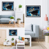 MXJSUA Ship Diamond Painting Kits for Adults, 5D Ship Diamond Art Kits for Beginners, DIY Full Drill Crystal Gem Painting Kits for Home Wall Decor 12x16 Inch MXJSUA