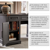 JXQTLINGMU Farmhouse 58" Executive Desk, Computer Desk with Drawers and Storage Cabinet, Workstation for Home Office, Black JXQTLINGMU