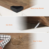 WAMPAT Farmhouse TV Stand and Coffee Table Set of 2,Modern Entertainment Center for TVs Up to 75'', Square Wood Center Table with Gas Struts Lift-Top for Living Room,White WAMPAT