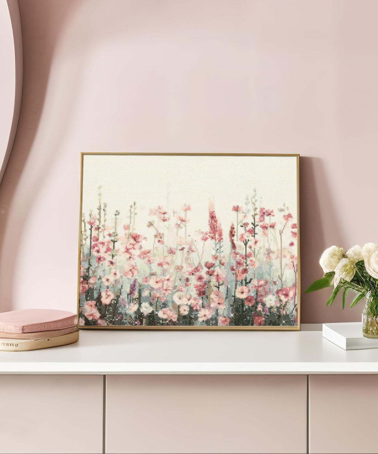 SUGMAR DIY 5D Diamond Art Painting Kits for Adults Diamond Art Pink Flower Full Drill Crystal Rhinestone Embroidery Craft Kits for Home Wall Decor Christmas Gifts, 16x20inch SUMGAR