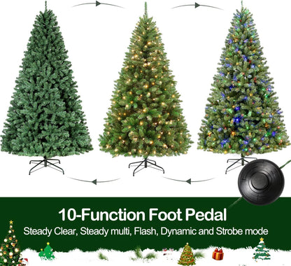 Hykolity 7.5 ft Prelit Artificial Christmas Tree, Christmas Tree with 450 Color Changing LED Lights, 1450 Tips, 10 Color Modes, Metal Stand and Hinged Branches