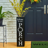 Glitzhome 30"H Wooden Rustic WELCOME Porch Sign, Boxed Double Sided Rustic Home Porch Sign for Front Porch Decor, Black glitzhome