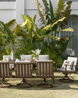 SEEHILL 9 Pieces Patio Dining Set for 8, Outdoor Aluminum Dining Furniture Set with Umbrella Hole, All-Weather Outdoor Patio Table Sets with 8 Swivel Chairs and Table for Deck Backyard Poolside, Teak SEEHILL