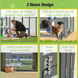 Linkhoo Large Wood Outdoor Catio Cat Enclosure with Weatherproof Roof and Food Bowl, Cat House Cage Playpen w/ 2 Jumping Platforms & 7 Napping Houses, Walk-in Kitty Kennel Indoor Condo Shelter, Grey LINKHOO