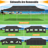 HOTEEL Tents for Parties 10x30 Pop Up Canopy Tent Heavy Duty with 8 Sidewalls, Commercial Party Tent Event Wedding Instant Canopy Waterproof with Carry Bag, UV 50+, Thicked Hexagonal Legs, Black Hoteel