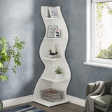 Tribesigns Corner Shelf, Modern 5-Tier Wall Corner Bookshelf, Stylish Corner Small Bookcase Storage Rack Plant Stand with Unique Shape for Living Room, Home Office (White, 1PC) Tribesigns
