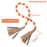 R HORSE Wood Bead Tassel Garland Thanksgiving Farmhouse Rustic Bead with Jute Rope Plaid Tassel Tray Decoration Retro Room Decor Home String Prayer Wall Décor for Nursery Room Vase Ornament R HORSE