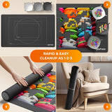 Newverest Jigsaw Puzzle Mat Roll Up, Saver Pad 39.4” x 23.6” Portable Keeper Up to 1000 Pieces with Non-Slip Rubber Bottom and Polyester Top + 3 Puzzle Sorting Trays, Travel-Friendly Storage Bag Newverest