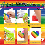 EVECILOO 8 PCS Rainbow Heart Diamond Art Painting Coasters Kits, Pride Month DIY Diamond Coasters with Holder, Gay Pride LGBTQ Coaster for Beginners Adults Art Craft Supplies Gift EVECILOO