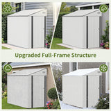 Lyngins 4x8 Lean to Metal Shed - White, Heavy-Duty Outdoor Storage for Bikes, Tools, Lawn Mowers & Firewood, Rust-Resistant Wall Side Design Sheds with Lockable Door, Waterproof Coating & Sloped Roof Lyngins