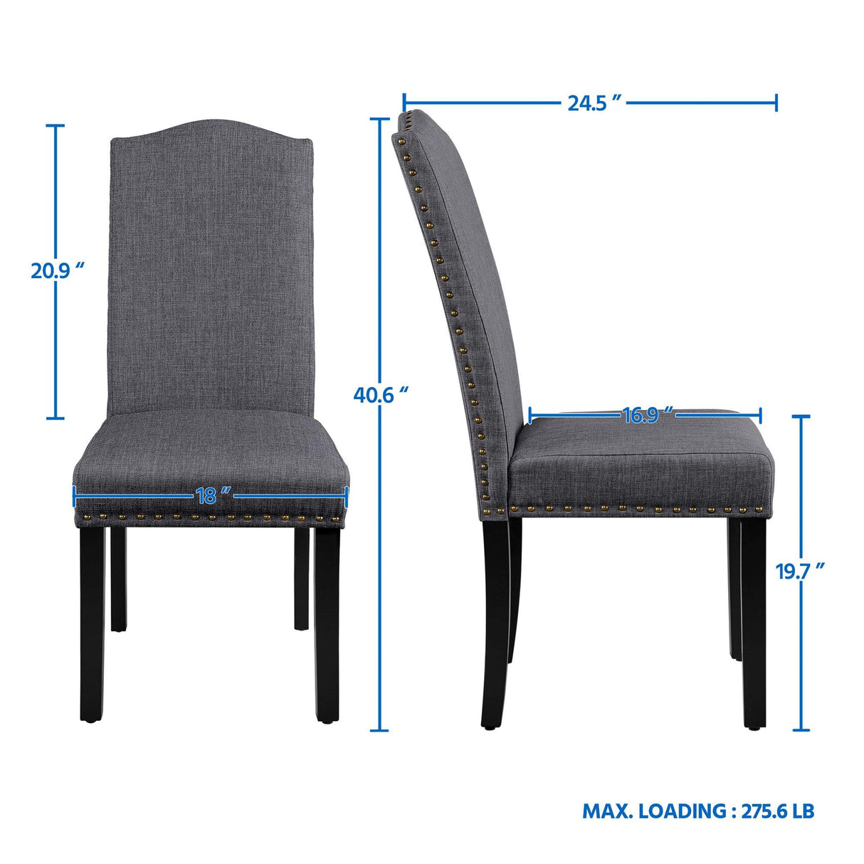 Yaheetech Dining Chairs with Rubber Wood Legs and Non-Woven Fabric Armless Chairs for Kitchen Living Room Hotel Wedding Lounge Reception, Set of 6, Dark Gray Yaheetech