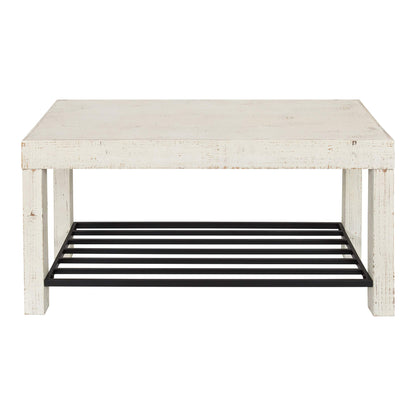 Kate and Laurel Jeran Rustic Farmhouse Bench with Iron Shoe Shelf, 36" x 14" x 20", White, Chic Entry Bench for Decor or Storage - WoodArtSupply