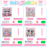 Diamond Art Kits for Kids, 4 Pieces Cartoon Animals Diamond Painting Kits for Adults Beginner, 5D Full Round Drill Gem Art Arts and Crafts for Kid Mosaic Kits for Gift Home Wall Decor Kids 6X6 inch NANZHOO