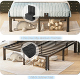 10 inch Queen Bed Frame with Round Corner Legs and Headboard Hole Mattress Slide Stopper Low Profile Heavy Duty Metal Platform,Steel Slats Support,No Box Spring Needed,Easy Assembly,Noise Free Yitong Angel