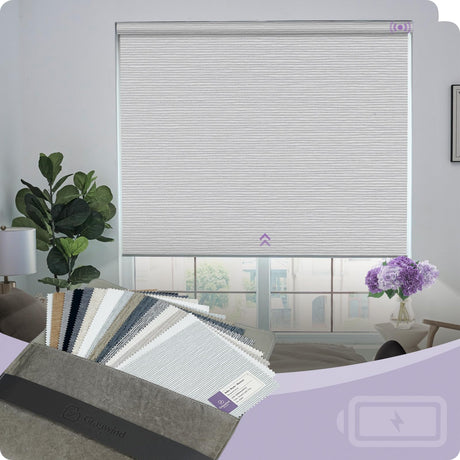 Graywind 100% Blackout Roller Shades Window Blinds for Home and Office Cordless Blinds (100% Blackout Waterproof Shade Fabric Samples) Graywind