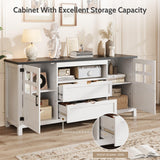 Vividwood Farmhouse TV Stand for 65 70 75 Inch TVs, Entertainment Center with Adjustable Shelves, 2 Barn Doors and Drawers, Storage Media Cabinet for Living Room or Bedroom-White Vividwood