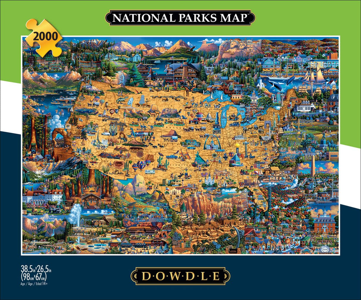 Buffalo Games - Dowdle - National Parks Map - 2000 Piece Jigsaw Puzzle for Adults Challenging Puzzle Perfect for Game Nights - Finished Size 38.50 x 26.50 Buffalo Games