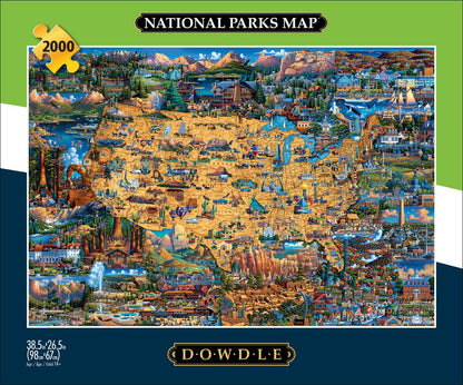 Buffalo Games - Dowdle - National Parks Map - 2000 Piece Jigsaw Puzzle for Adults Challenging Puzzle Perfect for Game Nights - Finished Size 38.50 x 26.50 - WoodArtSupply