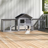 82.5” Large Wooden Rabbit Hutch Outdoor Easy to Assemble Rabbit Cage and Durable Bunny Hutch Indoor with Cleaning Tray & Waterproof Roof for Small and Medium Bunny Rabbit Chick (Grey) Nyeekoy